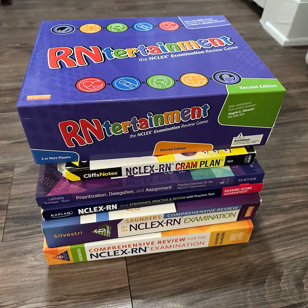 NCLEX RN Nursing School Book Stack
